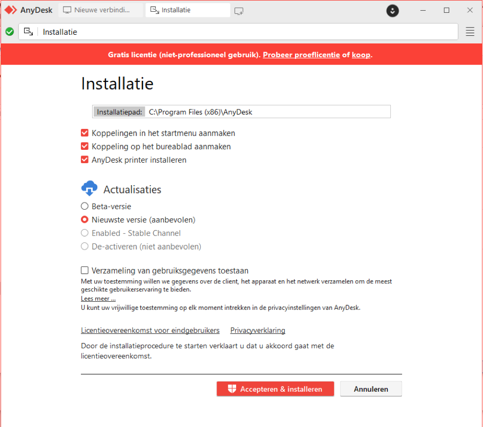 AnyDesk installeren voor Windows